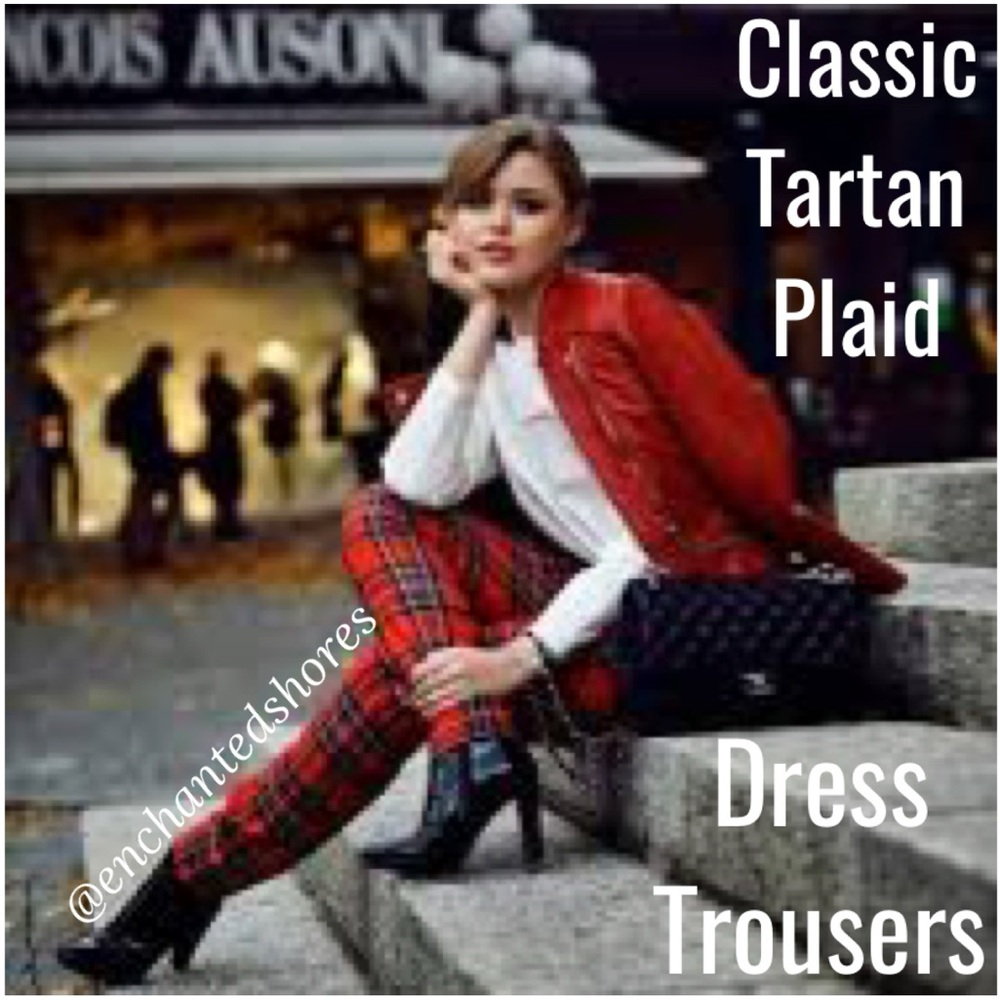 Vintage Plaid Pants Tartan Checkered Buffalo Glen Red Green Blue Black Size 10 P
